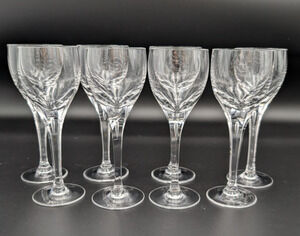 Bohemia Glass Wine Glasses Set of 8 Hand Made Cut Panels Air Bubble 7-1/4"